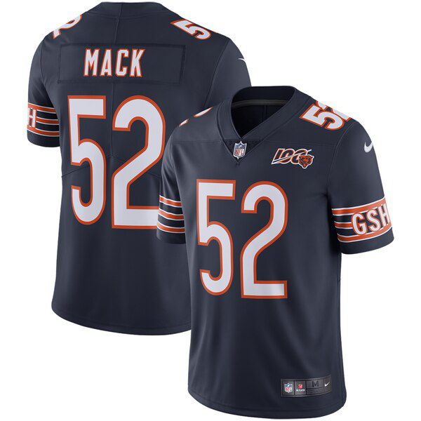 Men Chicago Bears 52 Mack Blue Nike 2019 100th Season Alternate Classic Retired Player Limited NFL Jerseys